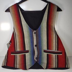 Unisex Custom Colorful Vertical Striped Vest Measurements Indicate Size Medium